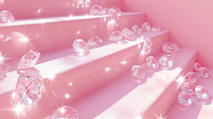 Wall Mural - pink steps covered with diamonds