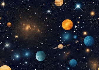 Wall Mural - deep night sky universe with stars, nebula and galaxy