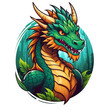 a green and orange dragon with trees in the background, vector art, 3 d icon for mobile game, sticker illustration, hearthstone style art, portrait of forest