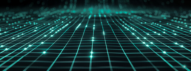 Wall Mural - A computer screen with a green background and a grid of small squares