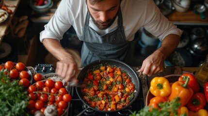 Canvas Print - man cooking in the kitchen