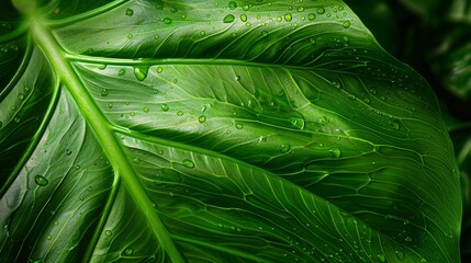 Wall Mural - Lush green leaf texture, natural and vibrant