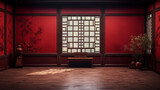 Fototapeta Desenie - empty classic red chinese room