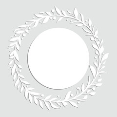 Poster - Round flower frame, light gray background, vector design