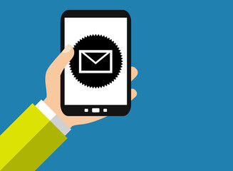 Poster - E-Mail auf dem Smartphone - Flat Design Hintergrund