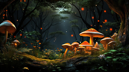 Poster - scene with mushrooms