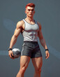 Ai Illustration Of A Male Athlete Posing With A Ball In His Hand