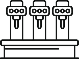 Sticker - Triple drill machine icon outline vector. Equipment manufacture. Electric control