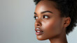 A beautiful afro-american young model with healthy skin with copy space