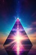 Pyramid in 80s style neon, retrowave, synthwave design. Ai Generative
