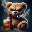 drinking and smoking teddy bear
