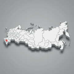 Wall Mural - Stavropol region location within Russia 3d map