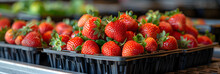 strawberries in a basket,
 red strawberries are sold on the market