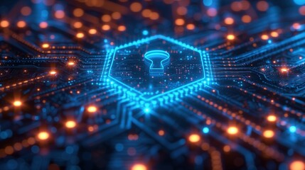 cyber security tech neon background