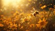 Pollen Gathering: Bees in the Apiary, an Artistic Creation by Generative AI