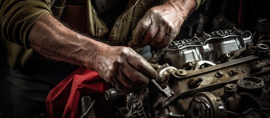 Skilled Mechanic Expertly Repairing Car Engine in a Professional Automotive Workshop