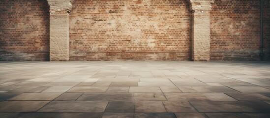 Timeless Concept: A Vintage Clock Embraced by a Rustic Brick Wall Background