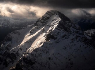 Canvas Print - Snowy mountain peak