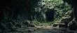 Mysterious Dark Cave Entrance Hidden in the Depths of the Forest