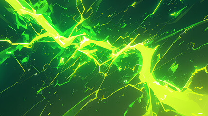 Wall Mural - big bright neon green lightning strike