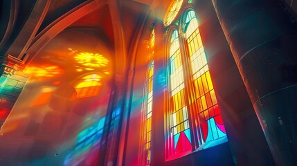 Wall Mural - light going through a colorful church window