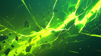Wall Mural - big bright neon green lightning strike