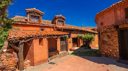 Street Scene, Traditional Architecture, Madriguera, Red Towns, Riaza District, Segovia, Castilla y León, Spain, Europe