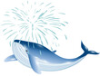 leuchtend blauer Wal Fisch im Ozean mit Fontäne