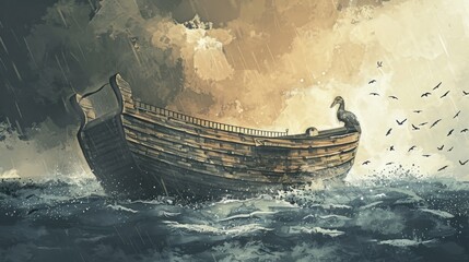Noah's Ark. Inspirational bible verse. Grunge