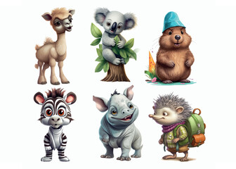 Poster - Adorable Illustrated Baby Animals in Various Poses and Expressions