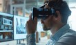 professional using VR glasses for architectural design