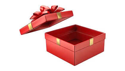 Wall Mural - open red gift box with ribbon isolated on transparent background cutout