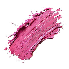 Wall Mural - illustration of a careless smear of pink color cosmetics on a white background, textured pink lipstick smear