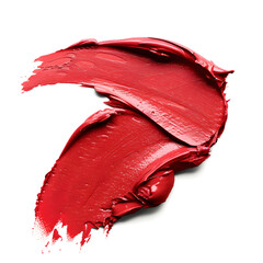 Wall Mural - illustration of a careless smear of red cosmetics on a white background, textured red lipstick smear