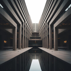 Poster - Architectural symmetry in a modern building.