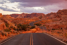 A majestic road crossing the beautiful Valley of Fire, Nevada, United States of America
