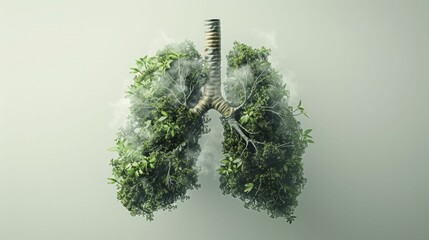 Poster - A pair of lungs digitally filled with tree branches and leaves symbolizes clean air, representing breathing.