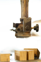 Wall Mural - man working in a carpentry shop. Photographs of the work and backgrounds for publications with copy space.