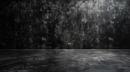 Wall Mural - Black, dark and gray abstract cement wall and studio room , interior texture for display products. wall background.