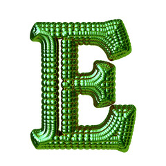 Symbol made of green spheres. letter e