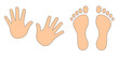© Anton - Human footprints and hands vector isolated set on white background. Foot prints of person in boots. Human feet and hands.