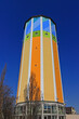 a colorful water tower, reworked with Photoshop