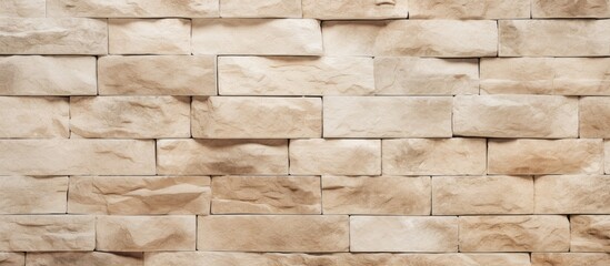 Wall Mural - Light beige stone block wall background