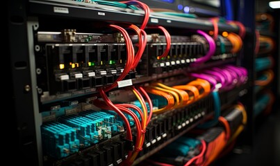 Row of Servers With Attached Wires