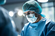 Highly skilled surgeon doctor in operation room after hard successful operation Generative AI