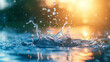 © Robert Kneschke - Close-up of sparkling water splash with sunset backlight