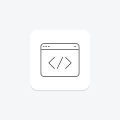 Code Editor icon, editor, edit, programming, development thinline icon, editable vector icon, pixel perfect, illustrator ai file