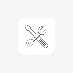 Wall Mural - Wrench and Screwdriver icon, screwdriver, tools, repair, diy thinline icon, editable vector icon, pixel perfect, illustrator ai file