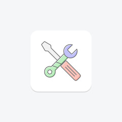 Wall Mural - Wrench and Screwdriver icon, screwdriver, tools, repair, diy lineal color icon, editable vector icon, pixel perfect, illustrator ai file