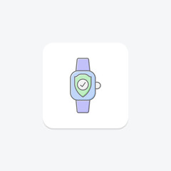 Sticker - Cyber Watch icon, watch, security, monitoring, digital lineal color icon, editable vector icon, pixel perfect, illustrator ai file